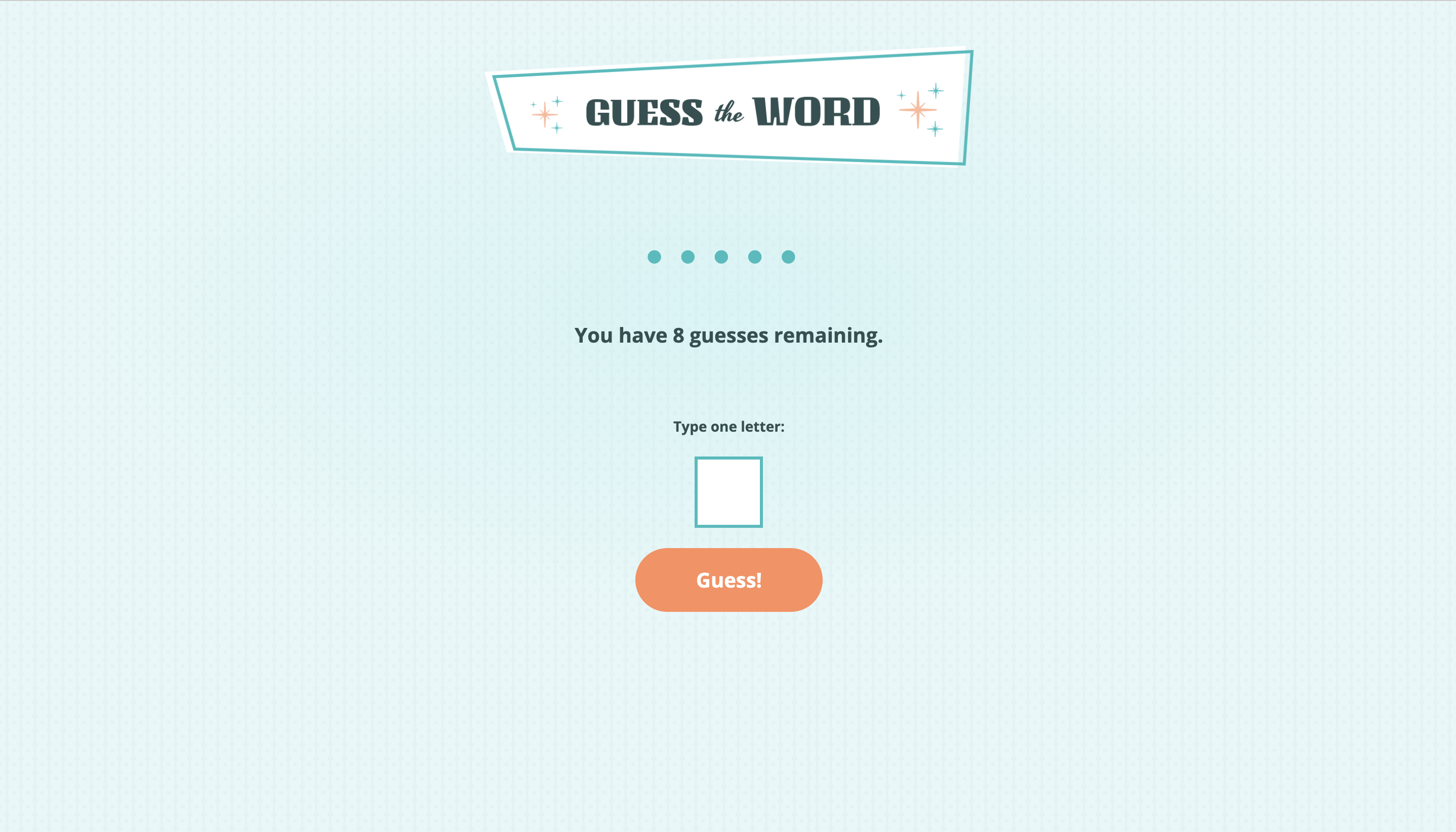 Screenshot of A guess the word game